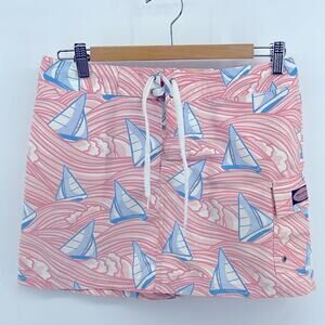 Vineyard Vines sailboat print board athletic cargo swim cover up mini skirt sz 0